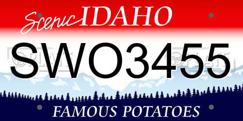 SWO3455 Idaho License Plate