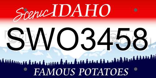 SWO3458 Idaho License Plate