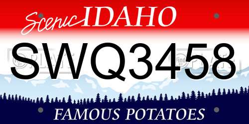 SWQ3458 Idaho License Plate