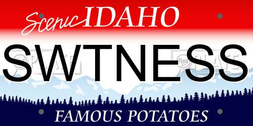 SWTNESS Idaho License Plate