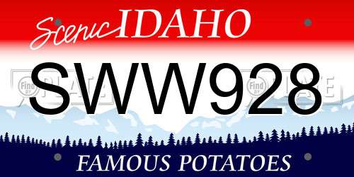 SWW928 Idaho License Plate