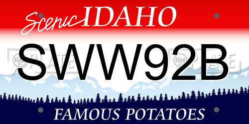 SWW92B Idaho License Plate