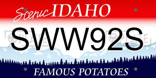SWW92S Idaho License Plate