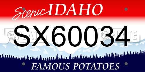 SX60034 Idaho License Plate