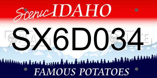 SX6D034 Idaho License Plate