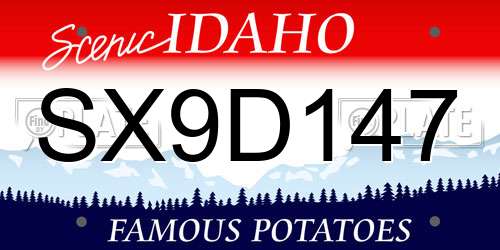 SX9D147 Idaho License Plate