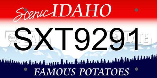 SXT9291 Idaho License Plate