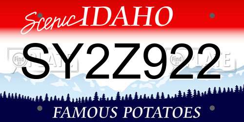 SY2Z922 Idaho License Plate