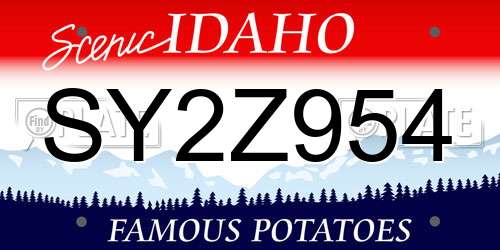 SY2Z954 Idaho License Plate