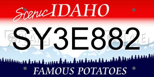 SY3E882 Idaho License Plate