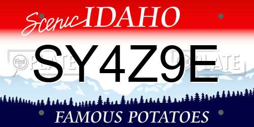 SY4Z9E Idaho License Plate