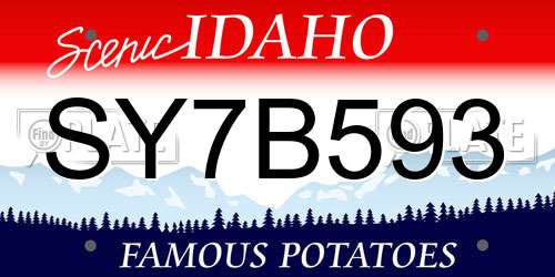 SY7B593 Idaho License Plate
