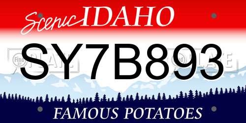 SY7B893 Idaho License Plate