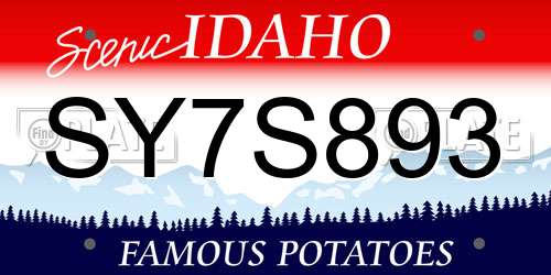 SY7S893 Idaho License Plate