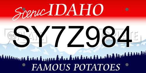 SY7Z984 Idaho License Plate