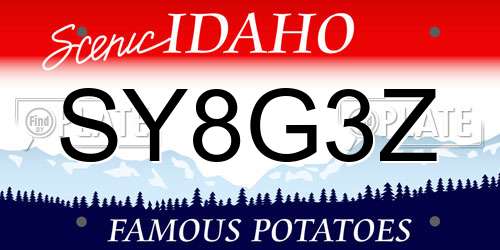 SY8G3Z Idaho License Plate