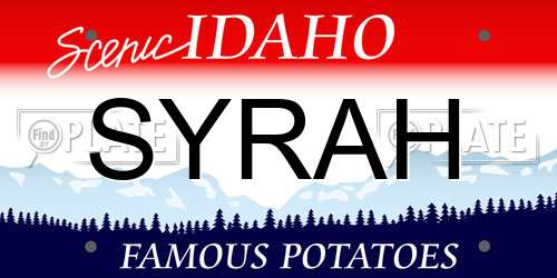 SYRAH Idaho License Plate