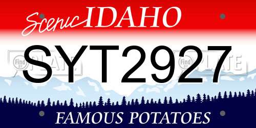 SYT2927 Idaho License Plate
