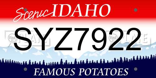 SYZ7922 Idaho License Plate