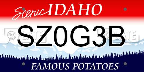 SZ0G3B Idaho License Plate
