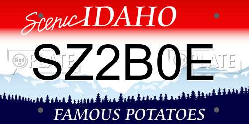 SZ2B0E Idaho License Plate