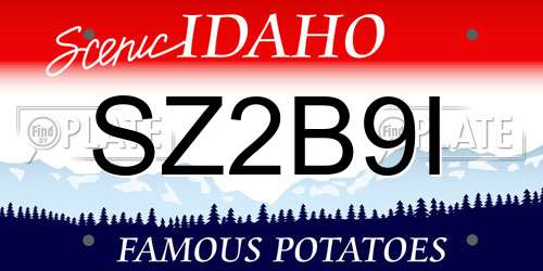 SZ2B9I Idaho License Plate