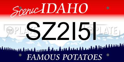 SZ2I5I Idaho License Plate