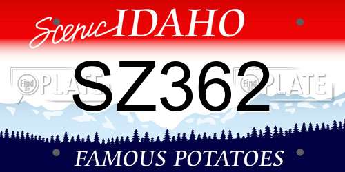 SZ362 Idaho License Plate