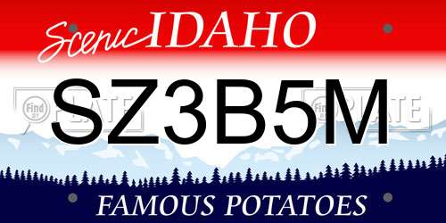 SZ3B5M Idaho License Plate