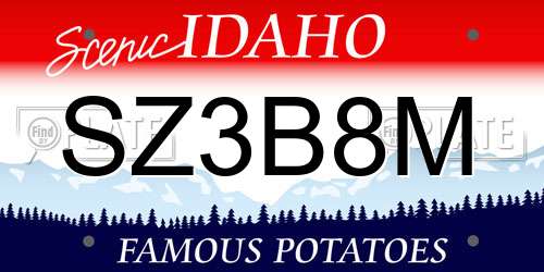 SZ3B8M Idaho License Plate