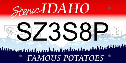 SZ3S8P Idaho License Plate