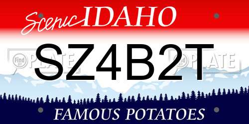 SZ4B2T Idaho License Plate