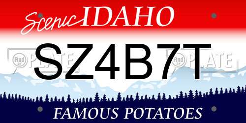SZ4B7T Idaho License Plate