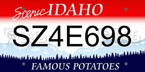 SZ4E698 Idaho License Plate
