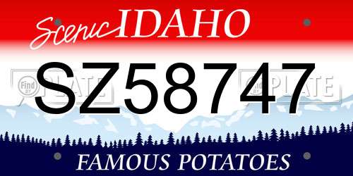 SZ58747 Idaho License Plate