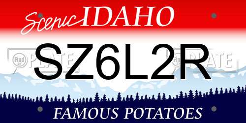 SZ6L2R Idaho License Plate