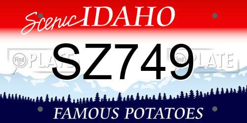 SZ749 Idaho License Plate