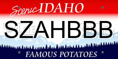SZAHBBB Idaho License Plate