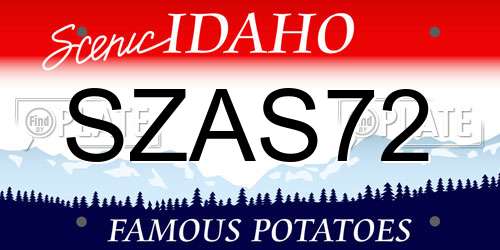 SZAS72 Idaho License Plate
