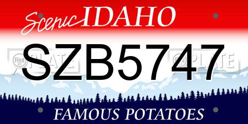 SZB5747 Idaho License Plate