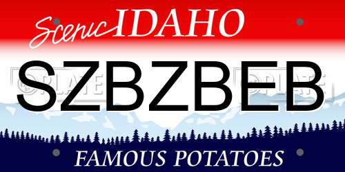 SZBZBEB Idaho License Plate
