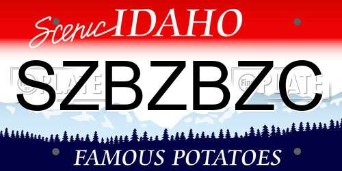SZBZBZC Idaho License Plate