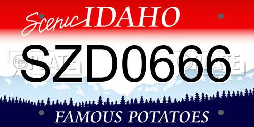SZD0666 Idaho License Plate