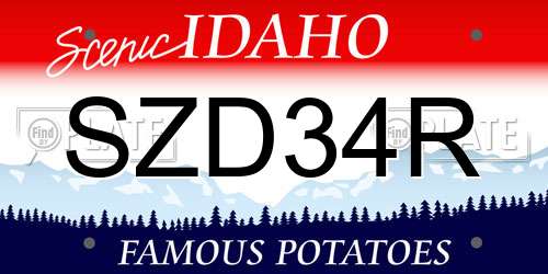 SZD34R Idaho License Plate