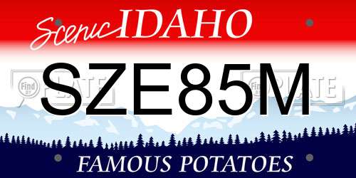 SZE85M Idaho License Plate