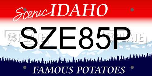 SZE85P Idaho License Plate