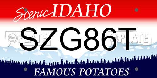 SZG86T Idaho License Plate