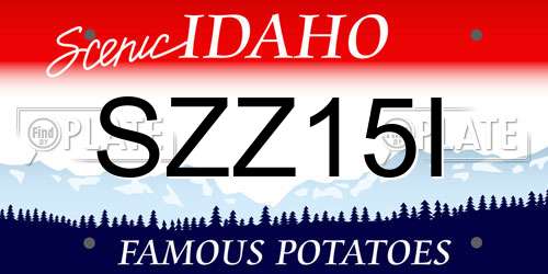 SZZ15I Idaho License Plate