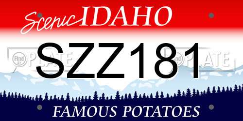 SZZ181 Idaho License Plate