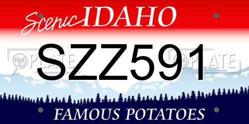 SZZ591 Idaho License Plate